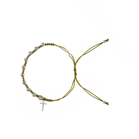 Bransoletka dziesiątek różańca - krzyżyk Metallo