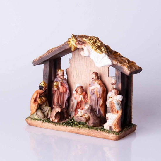 Szopka bożonarodzeniowa z gwiazdą Betlejemską i aniołem