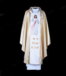 Ornat złoty haftowany Jezus Miłosierny