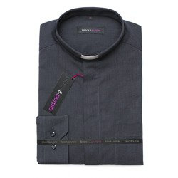 Koszula Kapłańska Fil a Fil - ciemny grafit