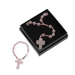 Zestaw - różaniec - dziesiątek różańca - różowy kwarc - kamień naturalny - zapinanie - Pietra