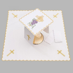 Bielizna kielichowa ołtarzowa bogato haftowana winogrona fioletowe