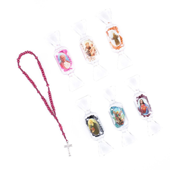 Różaniec mini, drewniany w pudełku (cukierek) 