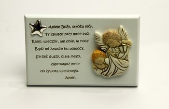Marmurowa tabliczka z Aniołem Stróżem i modlitwą