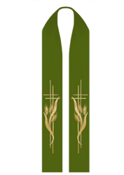 Zielona stuła kapłańska haftowana "Krzyż zdobiony"