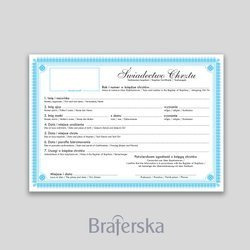 Akcydensy - Świadectwo Chrztu (op. 25 szt.)