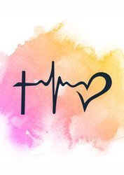 Kartka Braterska - Krzyż z sercem akwarela róż