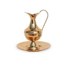 Dzbanek z misą,polerowany złocony - 19 cm