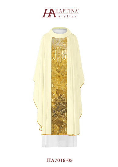 Ecru ornat haftowany symbol IHS