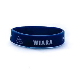 Opaska silikonowa dzieci - Wiara góry przenosi - granat szeroka