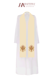 Ecru stuła kapłańska haftowana "IHS"