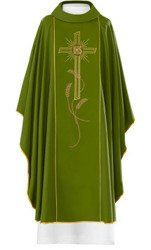 Zielony ornat haftowany "Krzyż z symbolem IHS"