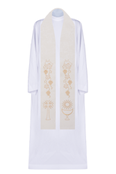 Stuła z tkaniny żakardowej z motywem Eucharystycznym