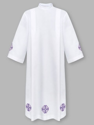 Alba kapłańska haftowana - krzyż fioletowy