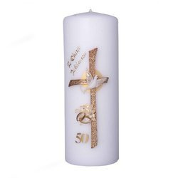 Świeca prezentowa z okazji jubileuszu 50 - krzyż