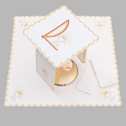 Bielizna kielichowa ołtarzowa bogato haftowana PX czerwony kielich IHS