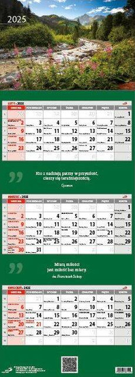 Kalendarz 2025 Trójdzielny - Widok