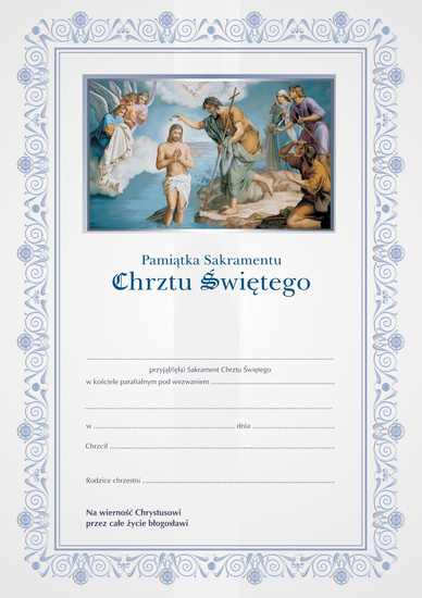 Pamiątka sakramentu Chrztu Świętego