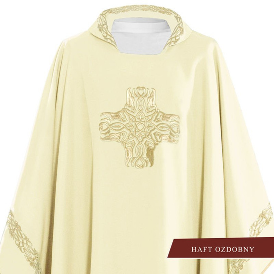 Ecru ornat haftowany "Krzyż ze zdobieniami" 