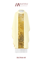 Ecru ornat haftowany symbol IHS