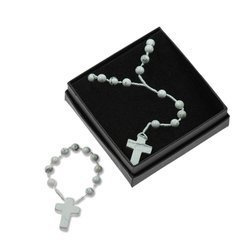 Zestaw - różaniec - dziesiątek różańca - biały turkus - kamień naturalny - White Howlite Turquise - zapinanie - Pietra