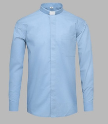 Koszula kapłańska z koloratką DŁUGI RĘKAW - jasnoniebieska