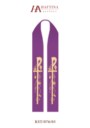 Fioletowa stuła kapłańska haftowana "Krzyż zdobiony"