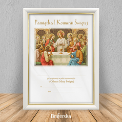 Pamiątka Pierwszej Komunii Świętej z personalizacją - ramka biała