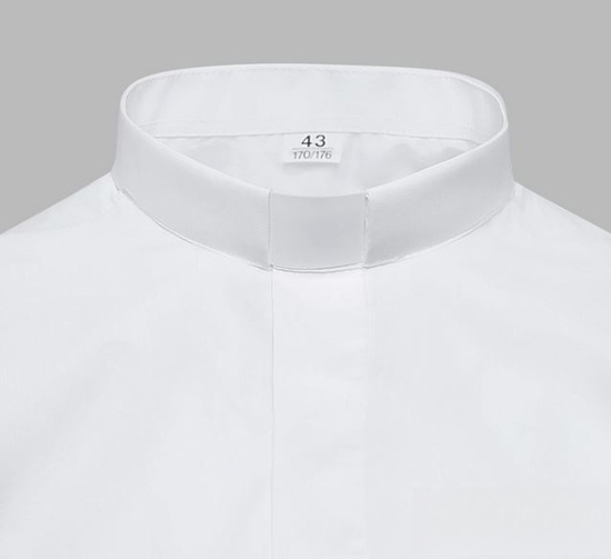 Koszula kapłańska z koloratką KRÓTKI RĘKAW - biała