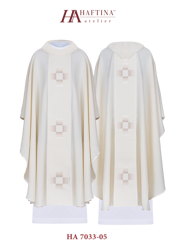 Ecru ornat haftowany z krzyżami