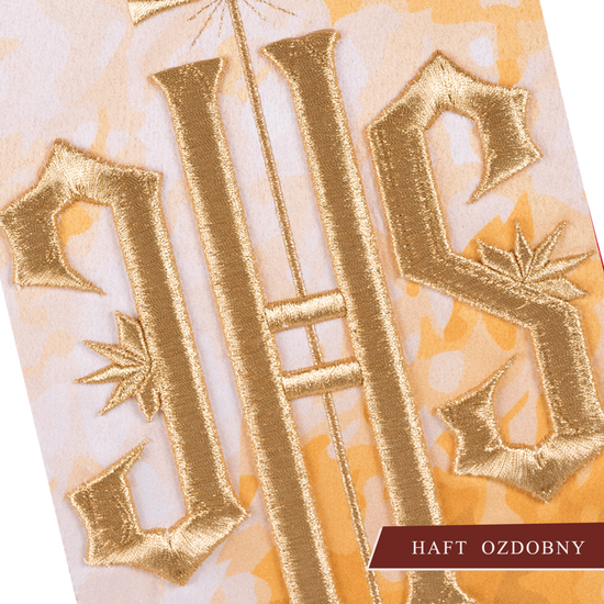 Ecru ornat haftowany symbol IHS