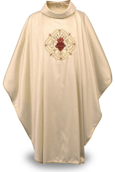 Złoty ornat haftowany - "Serce Pana Jezusa i Kielich "  