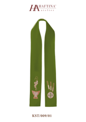 Zielona stuła haftowana "Kielich, Kłosy i Winogrona" 