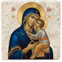 Ikona Matki Bożej Czułości (Eleusa) na Płytce (Freskoikona)