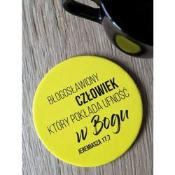 Podstawka korkowa okrągła - Błogosławiony człowiek, który pokłada ufność w Bogu