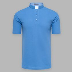  Koszulka polo kapłańska z krótkim rękawem - niebieska