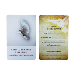 Obrazek plastikowy z modlitwą Veni Creator Spiritus (biały)