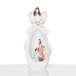 Szopka bożonarodzeniowa - Święta rodzina - Anioł - świecący - Bianco