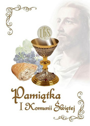 Pamiątka I Komunii Świętej - biała kielich z chlebem