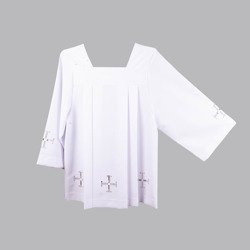 Komża biała żorżeta krzyż wypukły biały