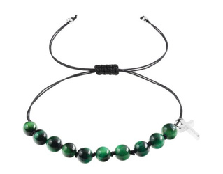 Bransoletka - dziesiątek różańca - tygrysie oko - kamień naturalny - Pietra (zielony)