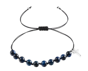 Bransoletka - dziesiątek różańca - tygrysie oko - kamień naturalny - Pietra (granatowy)