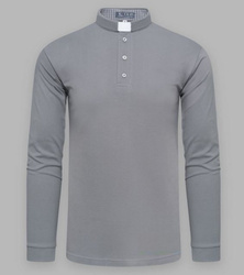  Koszulka polo kapłańska z długim rękawem - szara