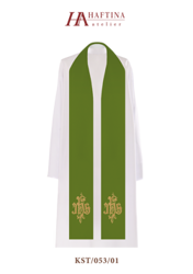 Zielona stuła haftowana IHS 