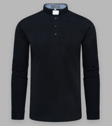  Koszulka polo kapłańska z długim rękawem - czarna