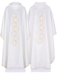 Ornat ecru z krzyżami 