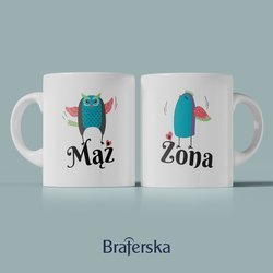Kubki ceramiczne - Mąż i Żona Sowy