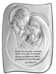 Obrazek z wizerunkiem Św. Rodziny z cytatem, o nieregularnym kształcie