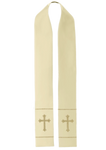 Ecru stuła kapłańska haftowana "Krzyż" 