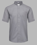 Koszula kapłańska z koloratką KRÓTKI RĘKAW - szara